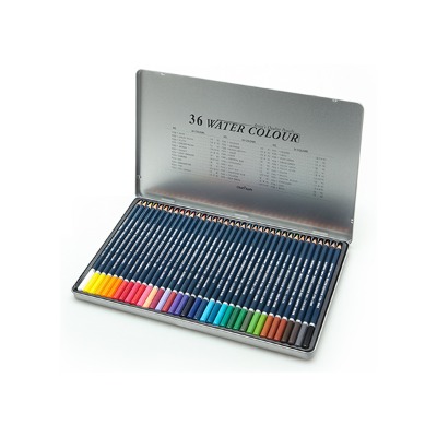 (문화연필) 고급 수채 색연필 36색세트 전문가용 틴케이스