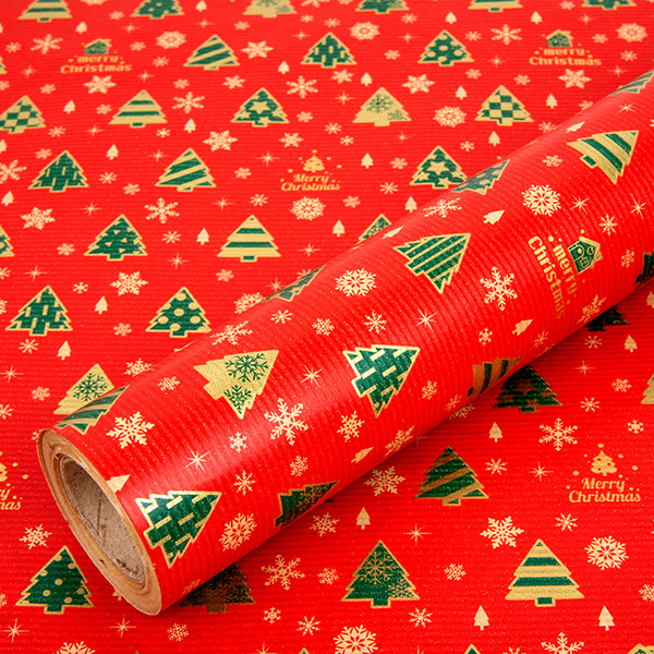 (디랩) 크리스마스 포장지 해피트리 종이롤 1롤 예쁜 선물 포장