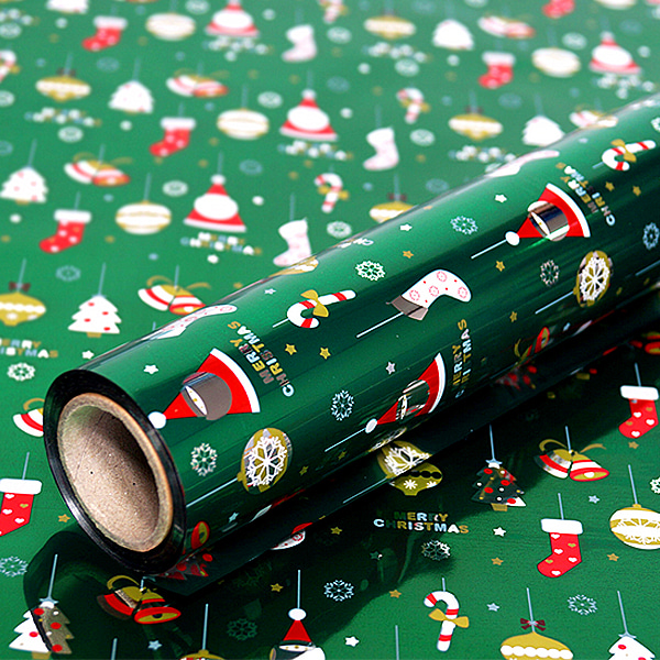 (디랩) 크리스마스 포장지 산타 비닐롤 1롤 예쁜 선물 포장