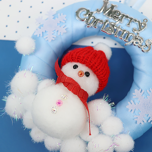 (재미스쿨) 뿅뿅이 눈사람 리스 만들기 패키지 1인용 크리스마스 겨울