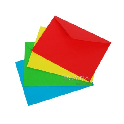 칼라봉투 사각봉투 대형 4매입X1팩 색상선택/엽서봉투
