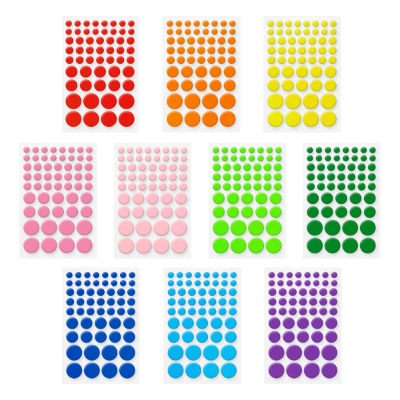 (KO) 펠트 스티커 동글이 색상혼합 10매입X1팩 원형