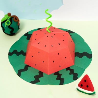 (민화) 수박 종이 모자 만들기 1인용 선택 여름